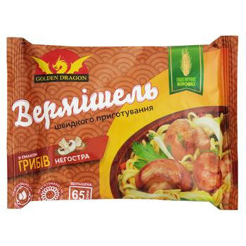 Вермишель Golden Dragon со вкусом грибов неострая 65г - купить, цены на Идеал - фото 1