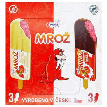 Мороженое Prima Клубничное с творогом микс 43г*6шт - купить, цены на КОСМОС - фото 1