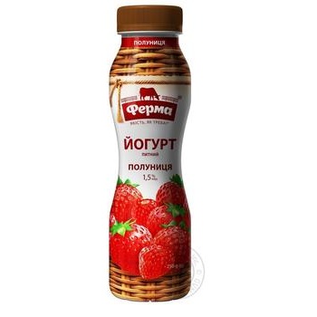 Ferma strawberry yogurt 1.5% 250g - buy, prices for MegaMarket - photo 1