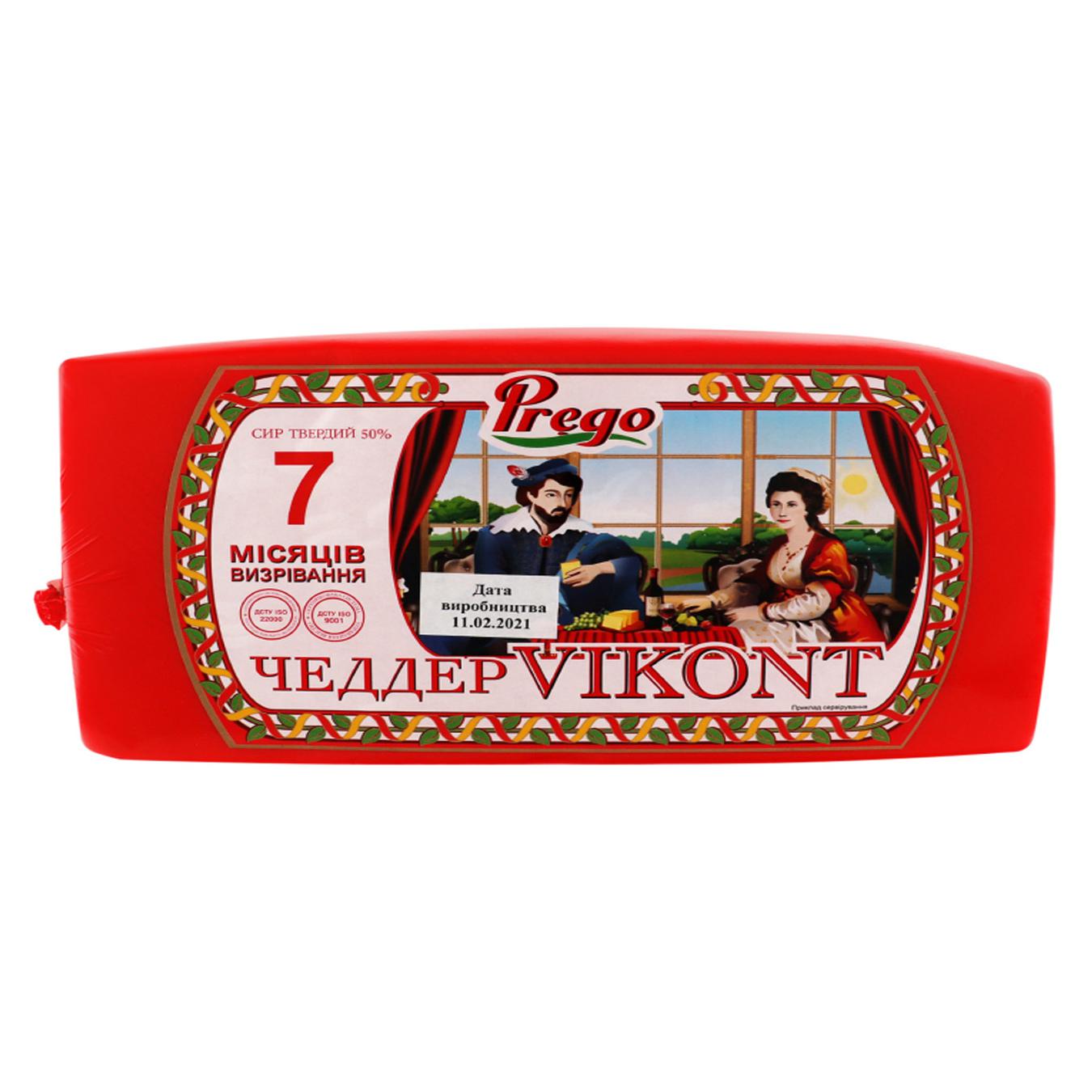 

Сыр Prego Vikont 7 Чеддер твердый 7 месяцев 50%