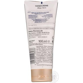 Cream Florena aloe vera for hands 100ml - buy, prices for NOVUS - photo 2