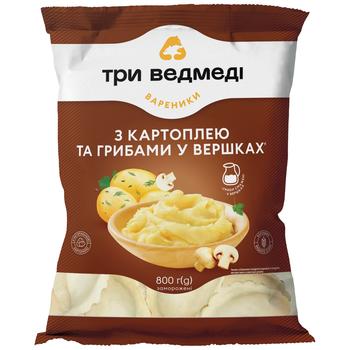 Вареники Три Ведмеді з картоплею та грибами 800г