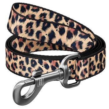 Waudog Nylon Dog Leash S 200cm/15mm with Leopard Design