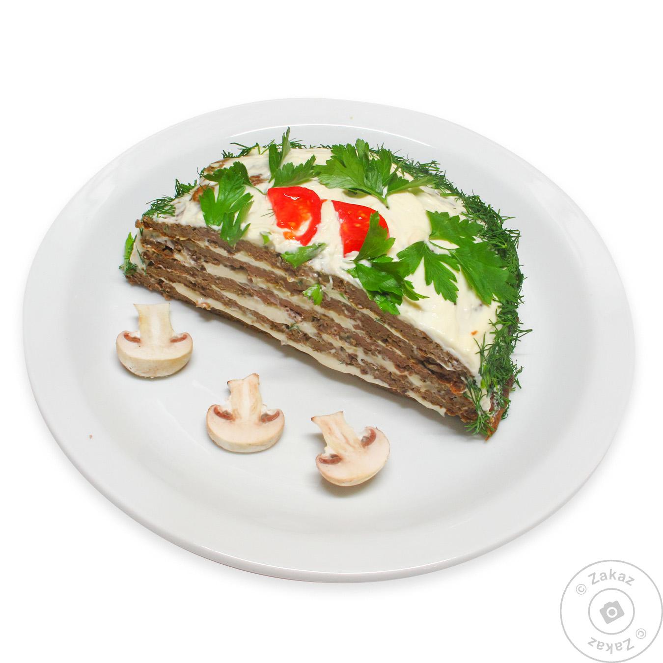 

Торт печеночный с грибами