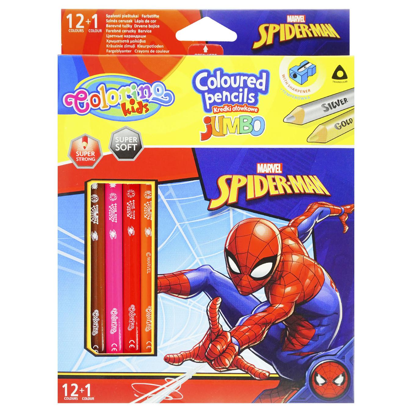 

Карандаши Colorino Spider-Man 12+1 цветов + точилка