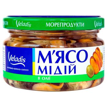 Мясо мидий Veladis подкопченные в масле 200г - купить, цены на Auchan - фото 1