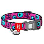 Waudog Nylon Dog Collar with QR Passport 25-35cm/15mm with Design of Eye of The Monster