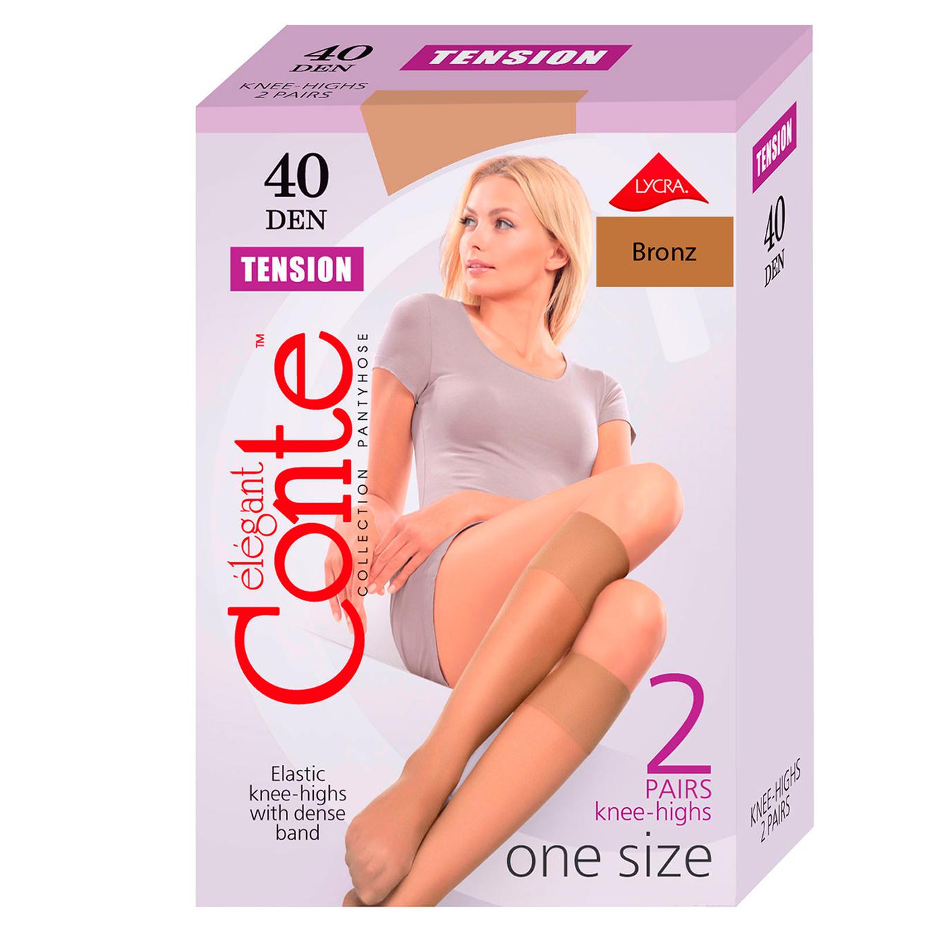 

Гольфы Conte Elegant Tension 40 ден женские бронзовые р.23-25 ​​2 пары