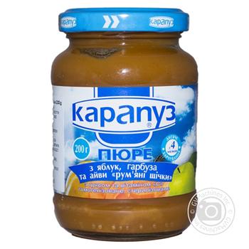 Пюре Карапуз из яблок тыквы и айвы детское с 4 месяцев стеклянная банка 200г Украина купить, цены на МегаМаркет - фото 1