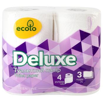 Ecolo Deluxe White 3-ply Toilet Paper 4pcs - buy, prices for ULTRAMARKET - photo 1