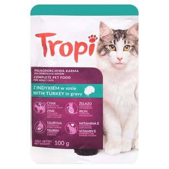 Tropi Turkey Pieces in Gravy Feed for Cats 100g - buy, prices for Tavria V - photo 1