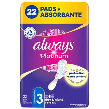 Always Platinum Day&Night Sanitary Pads 22pcs