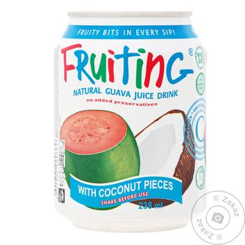 Non-alcoholic non-carbonated juice-containing drink with guava juice and coconut pieces Fruiting can 238ml - buy, prices for NOVUS - photo 1