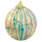 Новорічна прикраса Куля бірюзово-золота 10см