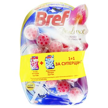 Bref DeLuxe Toilet Block Delicate Magnolia 3pcs*50g + Royal Orchid 3pcs*50g - buy, prices for Auchan - photo 1