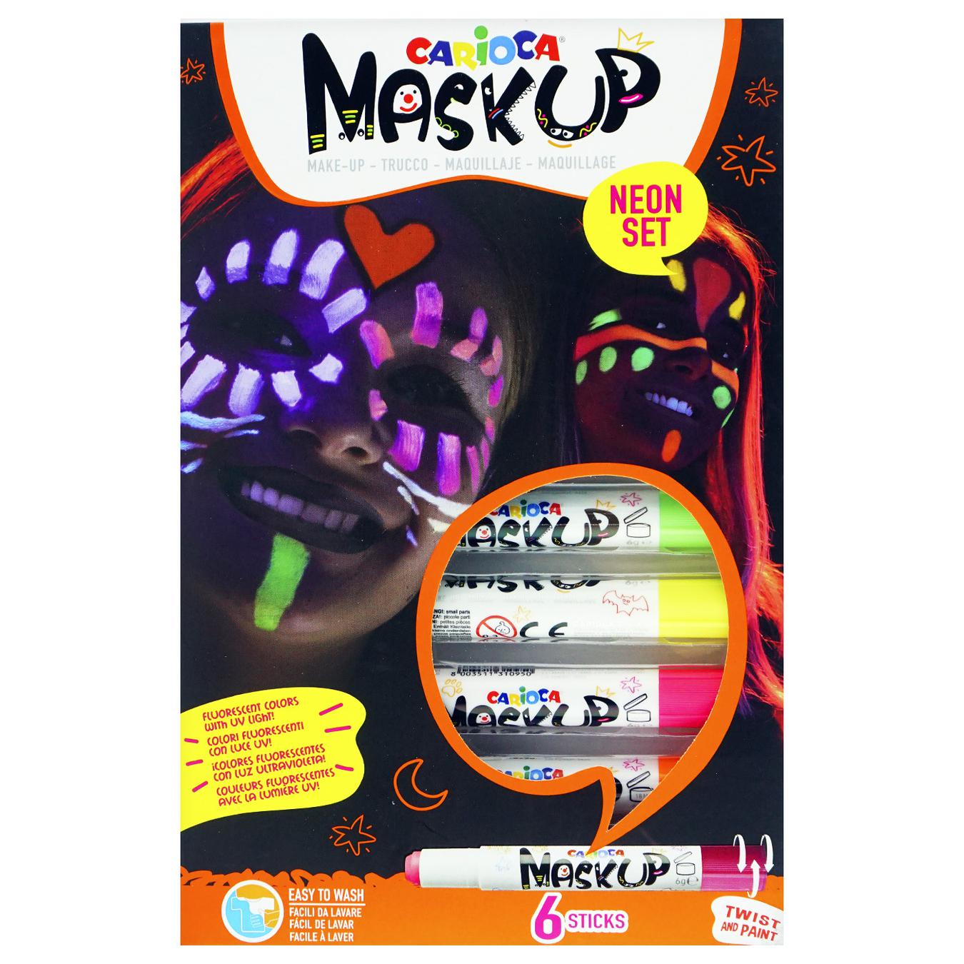 

Краска Carioca Mask Up для лица светится в темноте 6шт
