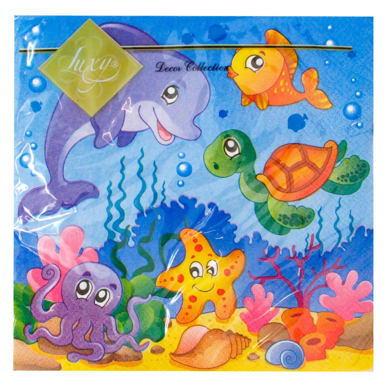 

Салфетки Luxy Морские жители 33x33см 3 слоя 20шт