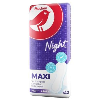 Прокладки гигиенические Ашан Maxi Night 12шт - купить, цены на Auchan - фото 1