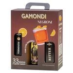 Gamondi Negroni Set Liquer Bitter 25% 1l + Vermouth di Torino Rosso 18% 1l + Gin Mr. Higgins London Dry 37.5% 1l.