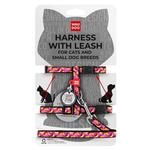 Шлея з повідцем для котів та собак дрібних порід Waudog з QR-паспортом XS 122см/20мм, шия 20-30см, груди 25-40см з малюнком банани на рожевому