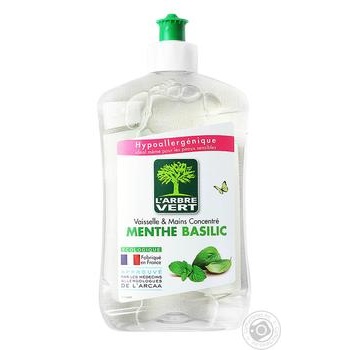 Жидкость д/мытья посуд L'Arbre Vert Мятный базилик 500мл купить, цены на МегаМаркет - фото 1