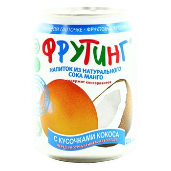 Non-alcoholic non-carbonated juice-containing drink with mango juice and coconut pieces Fruiting can 238ml