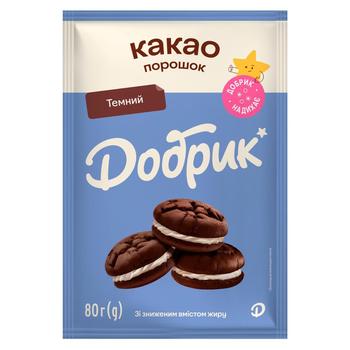 Какао-порошок Добрик темный 80г - купить, цены на МегаМаркет - фото 1