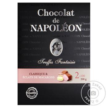 Цукерки Chocolat de Napoleon Французькі трюфелі Fantaisie класичні та зі шматочками печива макарон 2*100г - купити, ціни на За Раз - фото 1