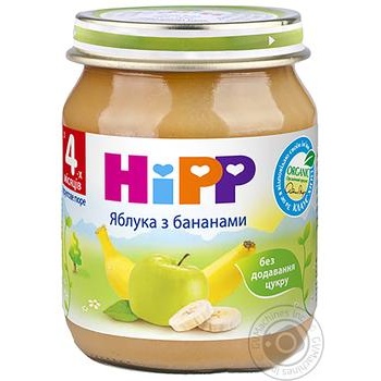 Фруктовое пюре Hipp Яблоки с бананами из 4-х месяцев 125г купить, цены на МегаМаркет - фото 1