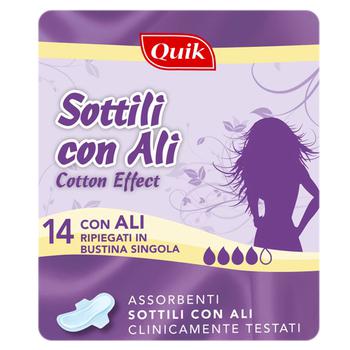 Quik Sottili Con Ali Sanitary Pads 14pcs - buy, prices for COSMOS - photo 1