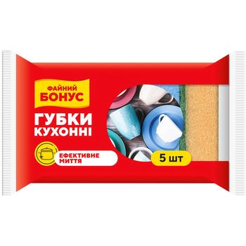 Губки кухонные Бонус Суперпена крупнопористые 5шт - купить, цены на Auchan - фото 1