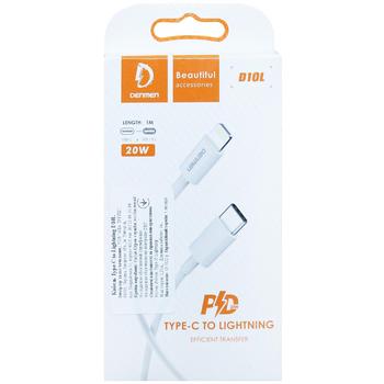 Denmen D10L Type-C/Lightning PD 18W White Cable 1m