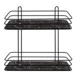 Arino Black Marble Steel Rectangular Double Shelf
