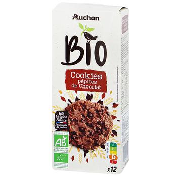 Печенье Auchan Bio шоколадное с шоколадными чипсами 175г - купить, цены на - фото 1