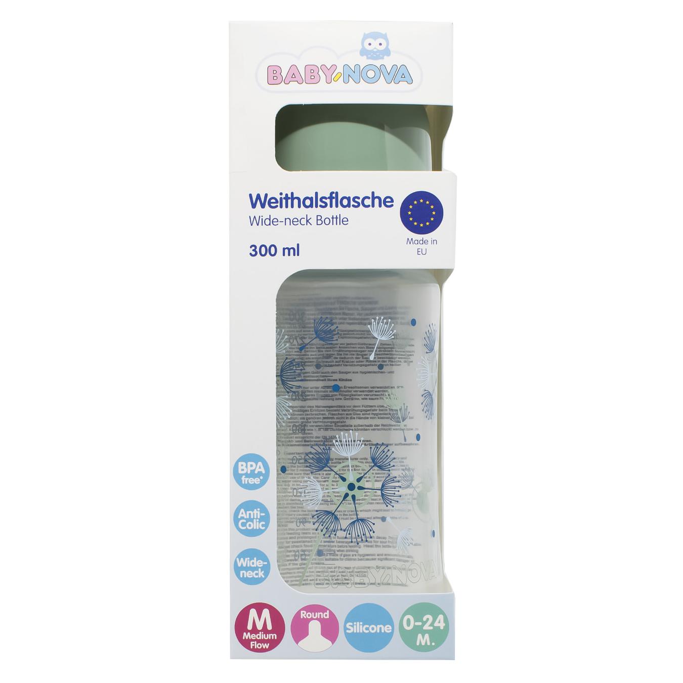 

Пляшка Baby-Nova плас. шир. гор. Декор 300 мл зелена