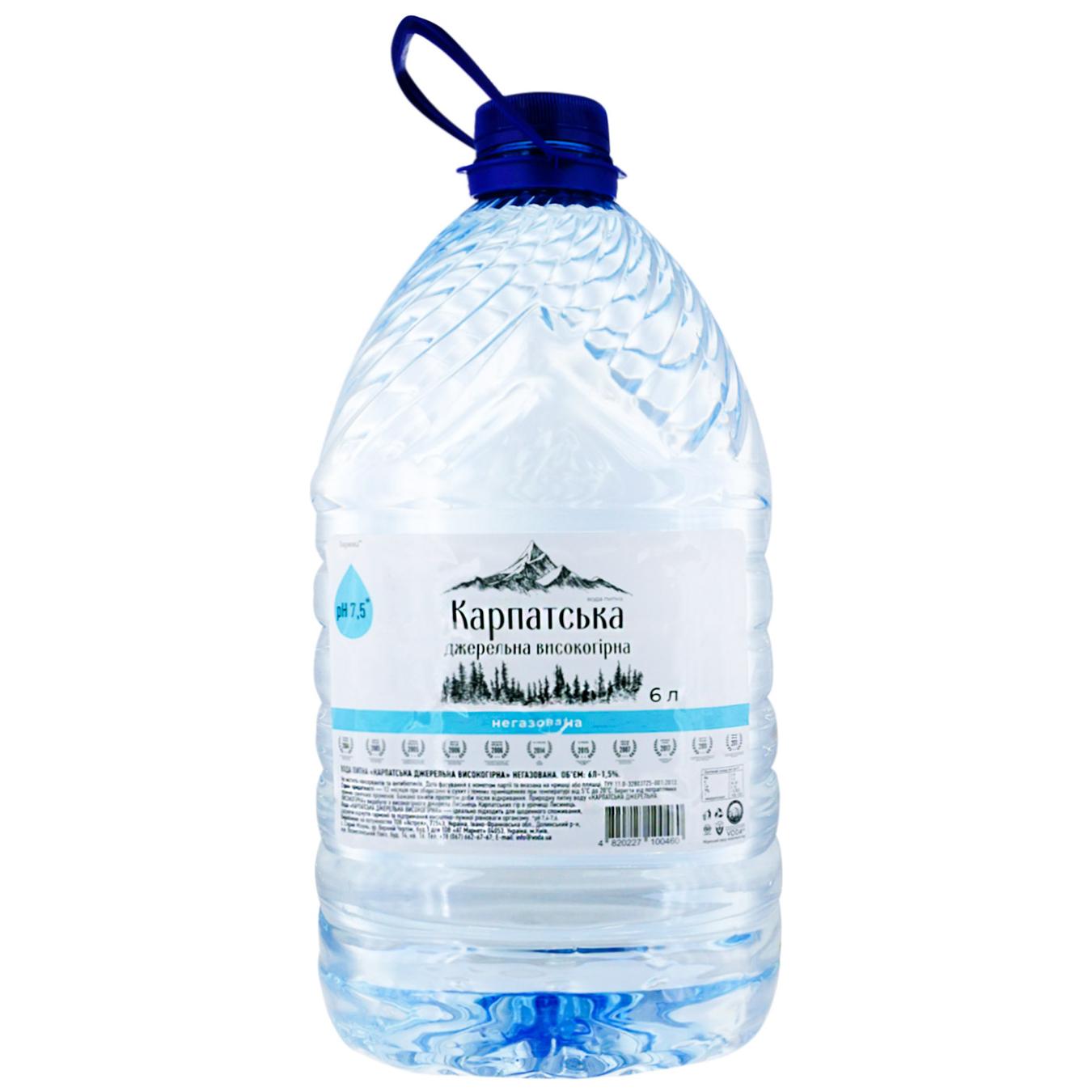 

Вода Горянка высокогорная родниковая негазированная 6л