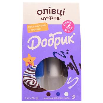 Dobryk Chocolate, Bubble Gum and Coconut Flavored Mother of Pearl Sugar Pencils 20g*3pcs