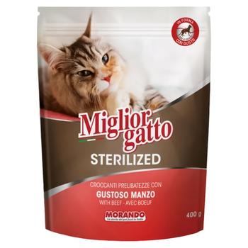 Корм сухой Migliorgatto с говядиной для стерилизованных кошек 400г