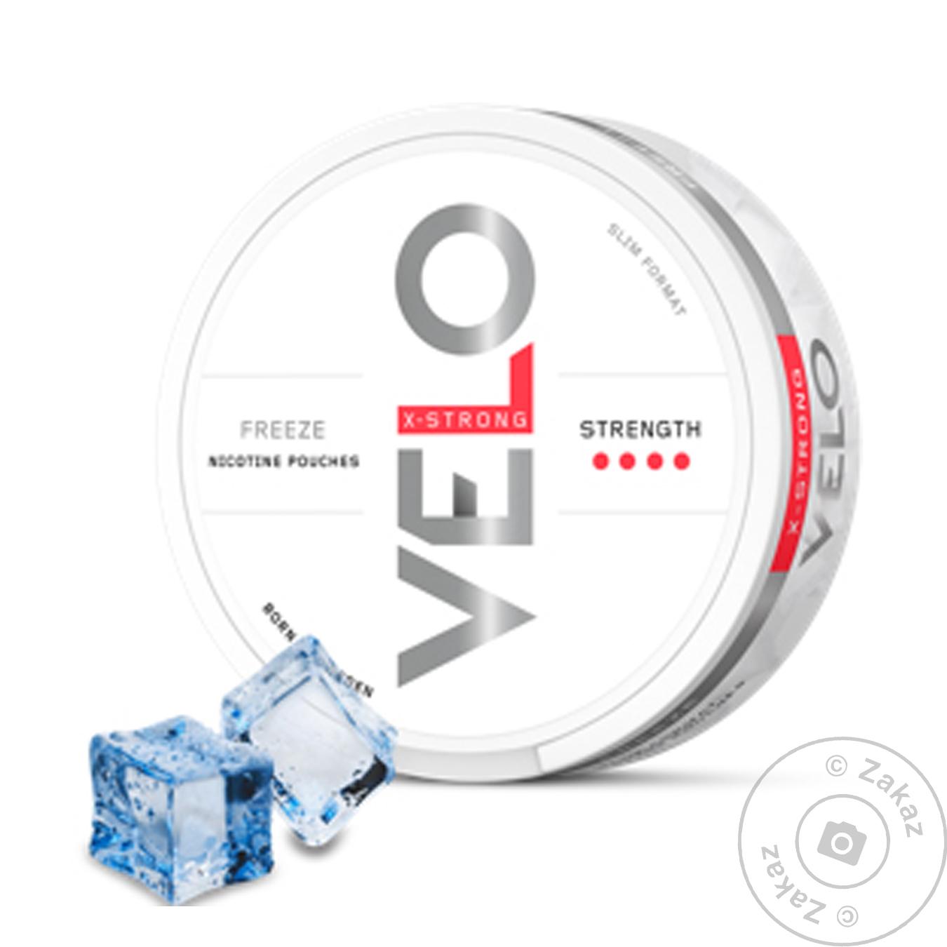 

Никотиносодержащие порции Velo Freeze X-Strong