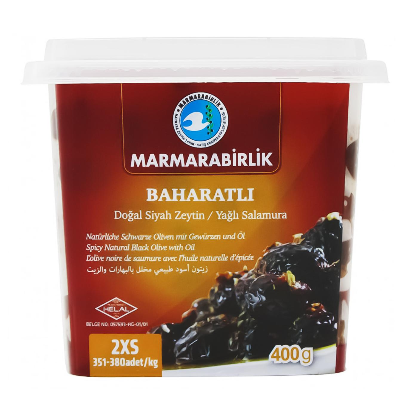 

Оливки черные Marmarabirlik вяленые со специями 400г