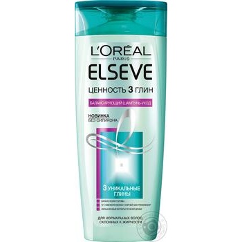 Шампунь-уход L'Oreal Elseve Ценность 3 глин для нормальных, склонных к жирности волос 400мл купить, цены на МегаМаркет - фото 1