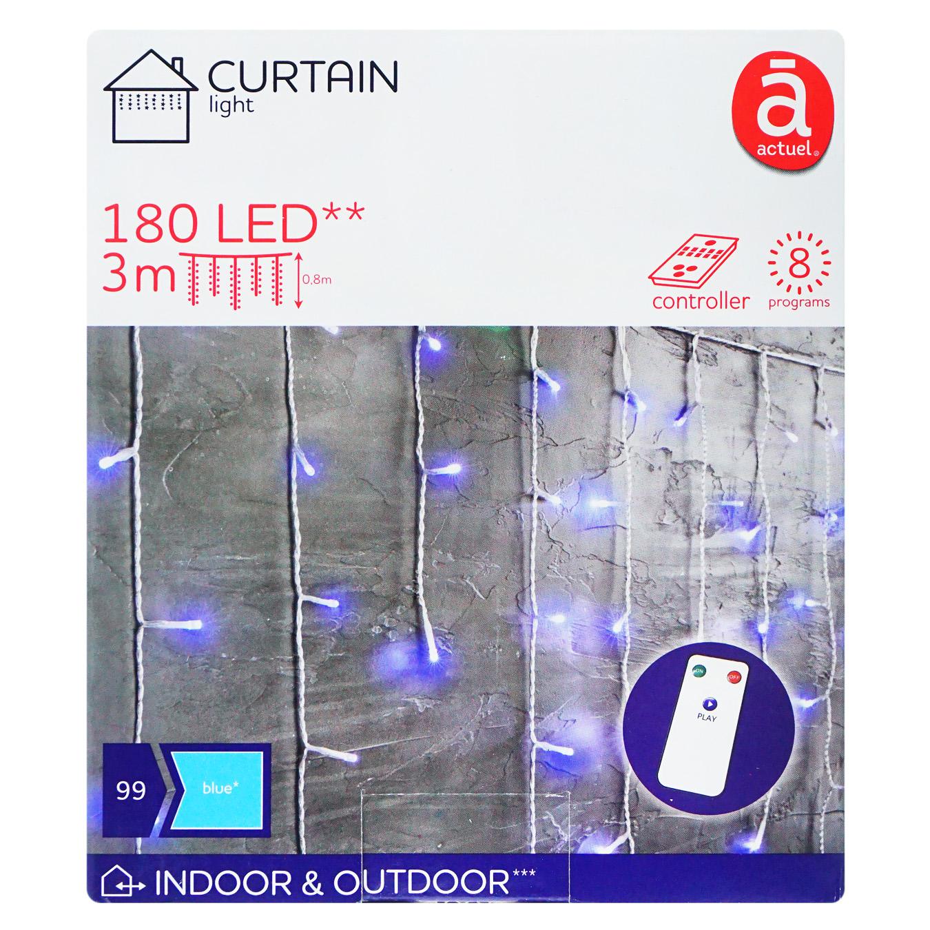 

Гирлянда Actuel 180 LED Штора синяя 8 программ 3м