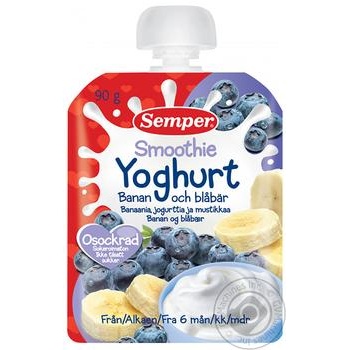 Semper Smoothie Banana-Blueberry Puree with Yoghurt 90g - buy, prices for NOVUS - photo 1