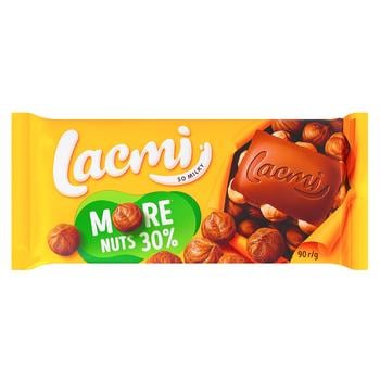 Шоколад молочный Roshen Lacmi с целыми лесными орехами 90г