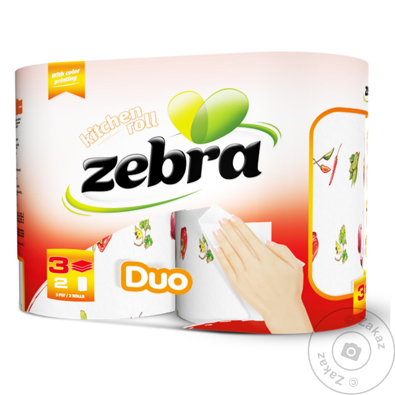 

Полотенца бумажные Zebra duo трехслойные 2шт