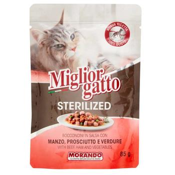Migliorgatto Wet Food with Beef and Ham for Sterilized Cats 85g - buy, prices for NOVUS - photo 1