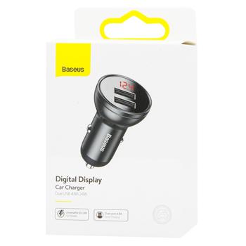 Автомобільний зарядний пристрій Baseus Digital Display Dual USB 4.8A Car Charger 24W dark gray - купити, ціни на - фото 1