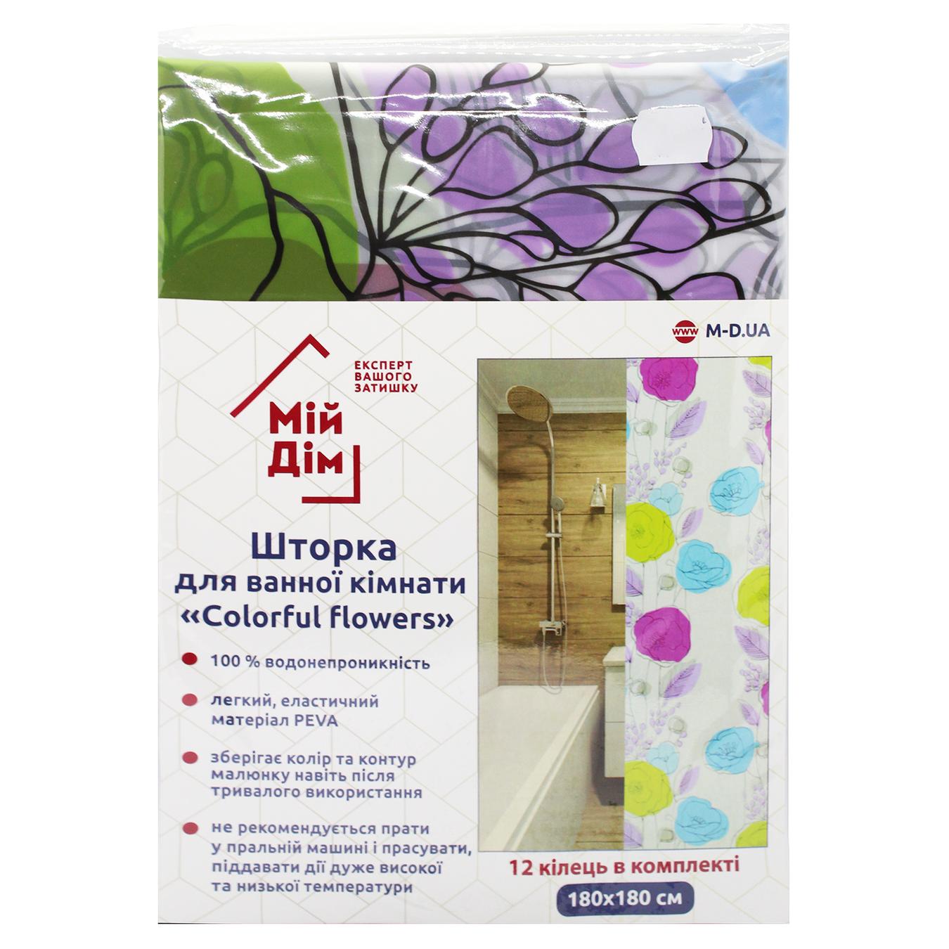 

Шторка для ванной Мой Дом Colorful Flowers NJ10108 180х180см