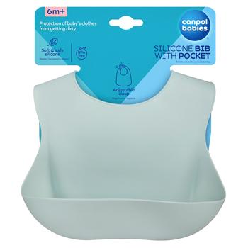 Canpol Babies Silicone Bib with Pocket Green