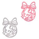 Подвеска на елку Шарик с бантом Бархат украшенный пластиковый 12,5х9см